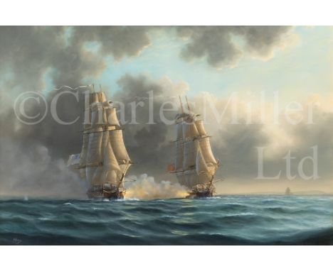 δ TIM THOMPSON, BRITISH (B. 1951) The frigate action between H.M.S 'Crescent' and 'La Reunion', 1793 Oil on canvas Signed ‘Ti