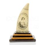 Ø AN EXCEPTIONALLY FINE SCRIMSHAW DECORATED WHALE’S TOOTH BY THE BANKNOTE ENGRAVER, CIRCA 1835
