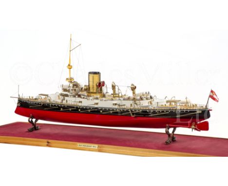 A FINELY DETAILED 1:100 SCALE STATIC DISPLAY MODEL OF THE MONARCH-CLASS COASTAL DEFENCE SHIP WIEN BUILT FOR THE AUSTRO-HUNGAR