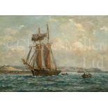 δ BERNARD FINNEGAN GRIBBLE (BRITISH, 1873-1962) : A topsail schooner in the Carrick Roads, Cornwall