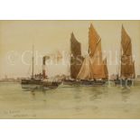 WILLIAM STEPHEN TOMKIN, BRITISH (1861-1940) A hay barge approaching the Thames Estuary