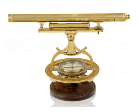 AN IMPRESSIVE LACQUERED BRASS THEODOLITE BY JOSEPH HART, BIRMINGHAM, CIRCA 1800 with 18in. telescope with bubble level, mount