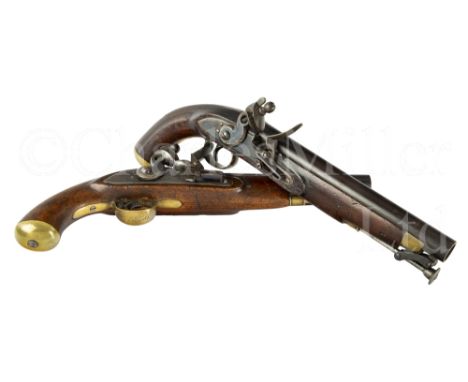 TWO FLINTLOCK SHIP'S PISTOLS FROM THE 1854-56 WEST AFRICA NIGER EXPEDITION STEAM YACHT PLEIAD the locks signed E &amp; W. BON