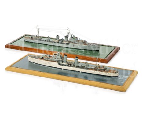 A 1:192 SCALE STATIC DISPLAY WATERLINE MODEL FOR THE D-CLASS DESTROYER H.M.S DIAMOND (H22), AS DEPICTED ON THE CHINA STATION 
