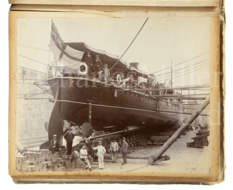 A NAVAL PHOTOGRAPH ALBUM 1898-1903 130 assorted photographs including eleven photographs of Kobe and other places in Japan, f