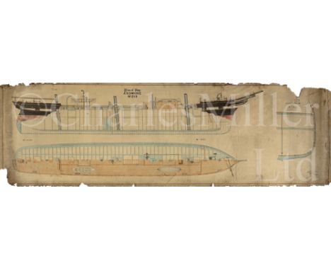 ‘DECK PLAN OF SHIP No. 253': A ¼IN:1FT SCALE PROFILE WATERCOLOUR LINE DRAWING FOR THE ARDMORE, BY BARCLAY, CURLE &amp; CO., 1