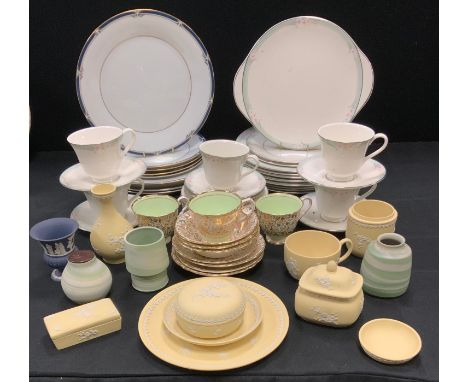 Wedgwood Yellow Jasper Ware - teacup and saucers, vases;  trinket dishes;  etc Royal Doulton Vogue Collection;  etc 
