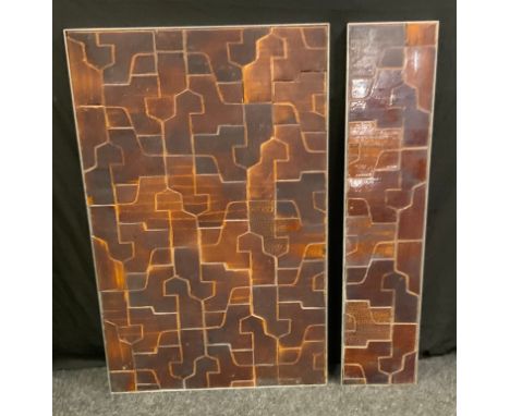 A ceramic representation of a Robinsons packaging pattern cutting block, 112cm x 72cm;  another smaller, 112cm x 24.5cm (2) 