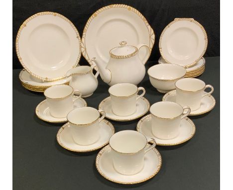 A Royal Crown Derby Price Consort tea service, for six, comprising teapot and cover, milk jug, sugar bowl. six cups, saucers,