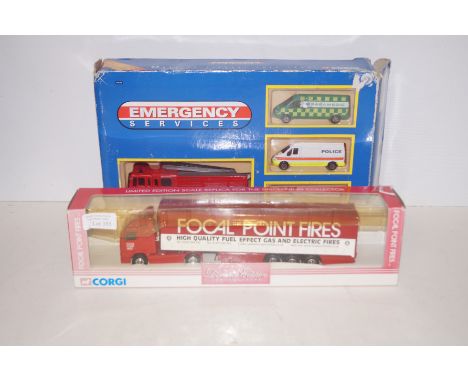 Corgi limited edition truck together with a corgi emergency services boxed set