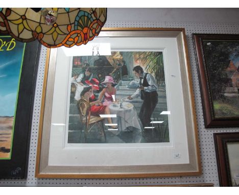 Sheree Valentine Dains (British Born 1959) 'Cafe De Paris, limited edition colour print of 495, pencil signed and titled to b