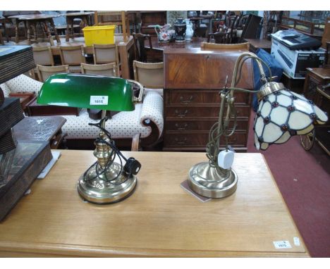 Carramar Bankers Desk Light, Table Lamp with opaline shade. (2)