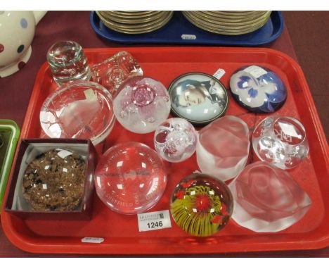 A collection of Glass Paperweights to include two Caithness, one marked Murano, Commemorative and frosted examples etc. (13)