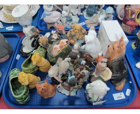 A quantity of ceramic animal figures by Beswick, Sylvac, Country Bird Collection, Aynsley, etc. One Tray
