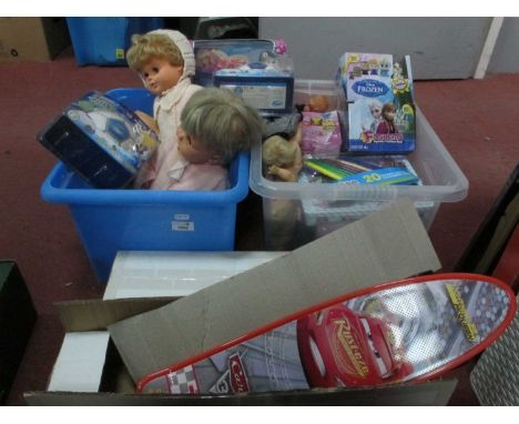 An Assortment of Toys and Dolls, to include Disney Fash'ems, vintage dolls, Steffi Love 'Sunshine Twins', Disney Cars 3 Cruis