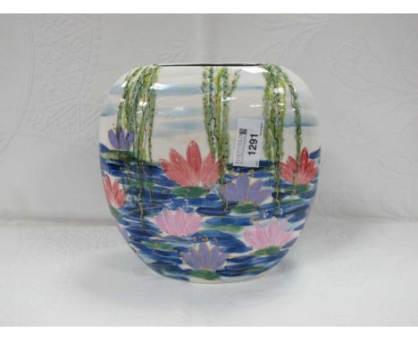 Anita Harris 'Homage to Monet Water Lillies' Large Purse Vase, gold signed, 19cm high.