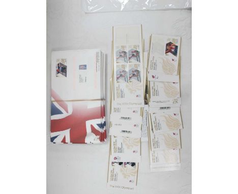 Stamps; Over thirty-five Royal Mail London 2012 Gold Medal Winner First Day Covers, plus strips of self adhesive stamps (some