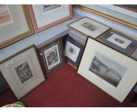 Engraving of Buxton, Covent Garden, actors, signed Hoffman etching, one other. (8)
