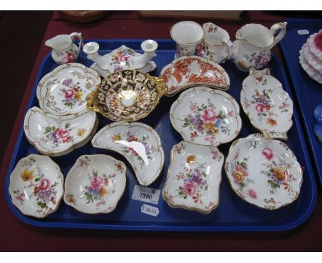 Royal Crown Derby China Trinket Dishes, Jugs, Candelabra, Toothpick Holder, etc, predominantly 'Derby Posies', Imari bon bon 