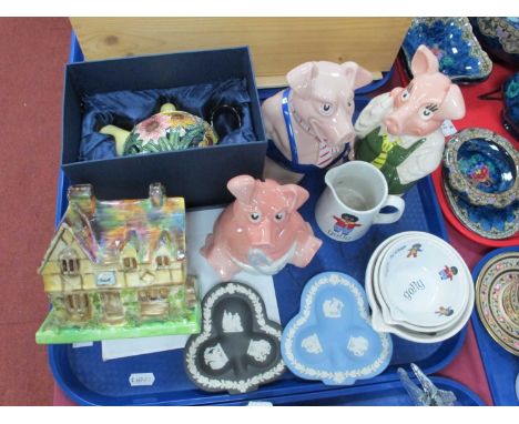 Old Tupton Teapot, Staffordshire Pub Wade pigs, MacDonald Robertsons type ceramics, etc:- One Tray.These items are listed on 
