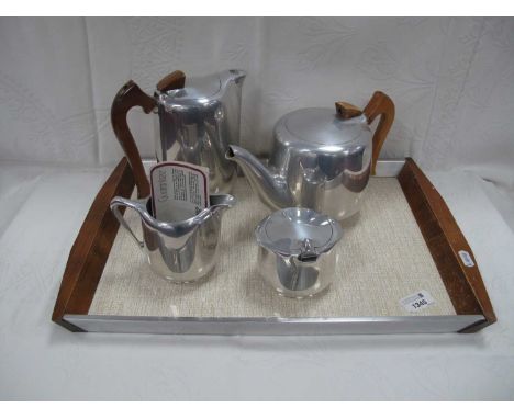 Picquot Ware Four Piece Aluminium Tea Service, together with matching tray.