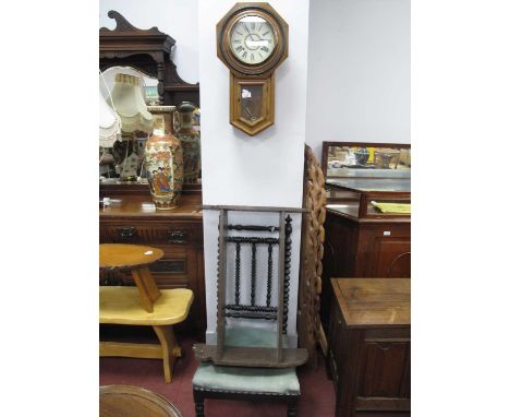 Japanese Wall Clock, oak wall shelf, ebonized single chair (3)