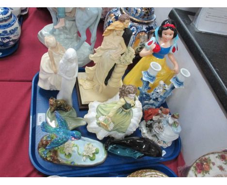 Doulton, Tessaro, Coalport, J.T. Jones (chipped), Poole and other Figures:- One Tray