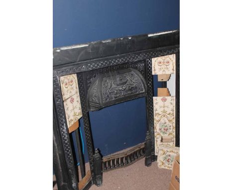 ART NOUVEAU STYLE FIRE SURROUND with tile inserts 