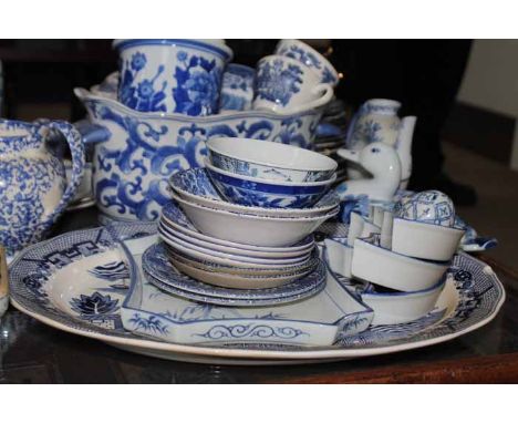 LARGE COLLECTION OF BLUE AND WHITE CHINAto include Copeland Spode, modern blue and white, etc 