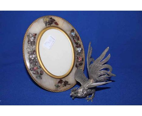 PAIR OF IRON COCKERELSalong with ornate picture frame, ladle made from horn, and print after Margaret Tarrant, framed and und