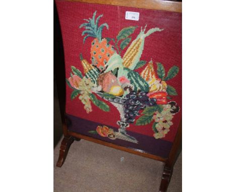 VICTORIAN DRESSING MIRROR AND AN EMBROIDERED FIRESCREEN