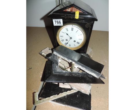Good Quality Slate Mantel Clock - A/F 