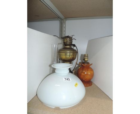 Oil Lamp and Treen Lamp Base 