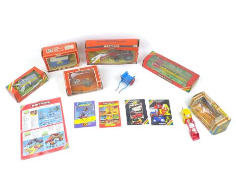 A collection of five 1970s/1980s Britains farm models, comprising a Massey Ferguson tractor and Front Loader System 9595, an 
