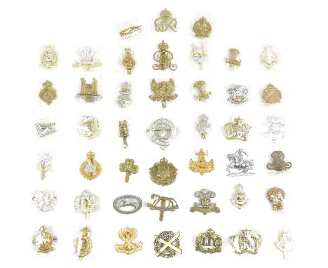 A collection of forty-five WWI and later British Army Yeomanry and other regimental badges, including Lincolnshire, Berkshire