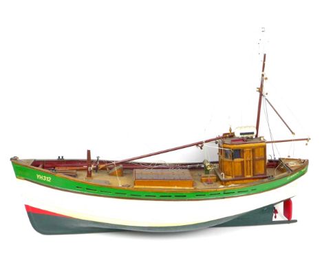 A large scale wooden remote control model boat, Gt. Yarmouth Rose, 88 by 24 by 60cm high.Not in working condition. 