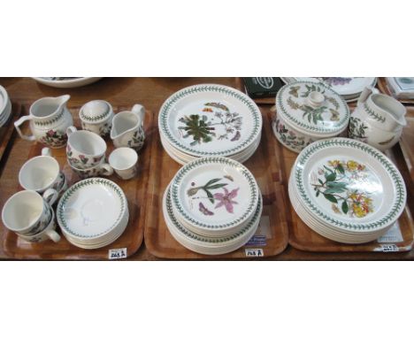 Three trays of Portmeirion 'The Botanic Gardens' items to include; teacups and saucers, milk jugs and sucrier, various plates