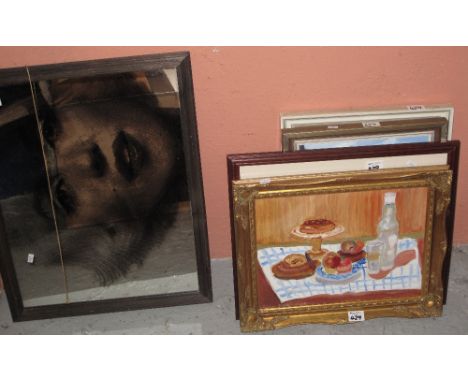 Framed portrait mirror of Marilyn Monroe together with a group of pictures by S.R. Park of Swansea etc. Framed. (5)