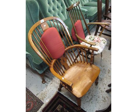 20th Century Windsor spindle back armchair together with an Ercol style spindle back armchair. (2)