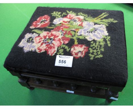 Stained Edwardian tapestry upholstered foot stool.