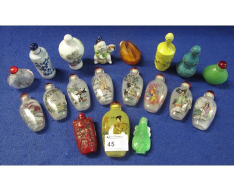 A collection of assorted Chinese glass, ceramic and other snuff bottles, various. (19)