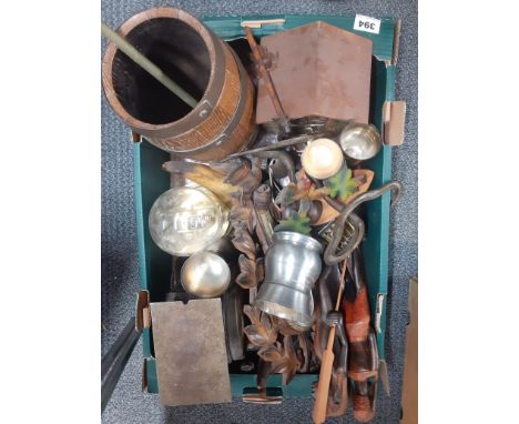 A interesting box of odds including a cuckoo clock.