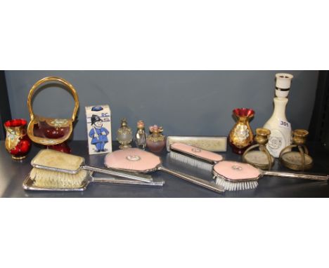 A group of vintage dressing table items.