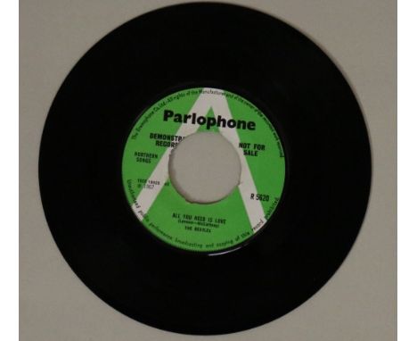 THE BEATLES - ALL YOU NEED IS LOVE - UK 7" DEMO - The original green/white UK 7" Parlophone demo (R 5620). The playing surfac