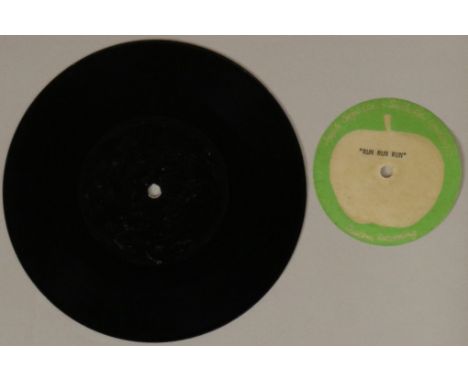 YOKO ONO - RUN, RUN, RUN - APPLE 7" ACETATE - Terrific Yoko rarity with this single sided 7" Apple 'Custom Recording' acetate