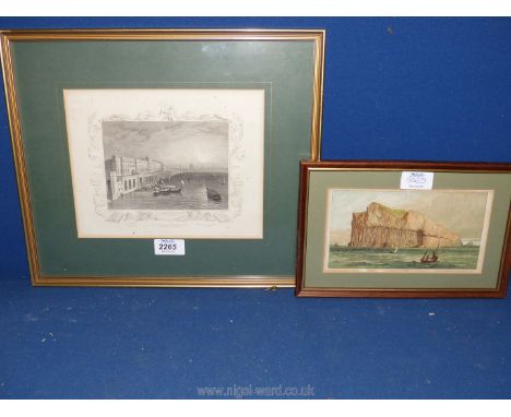 An interesting old coloured engraving of Staffa and a print of Somerset House by Tombleson and Winkles, both framed and glaze