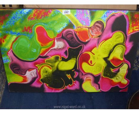 A large unframed Print on canvas titled verso "Terminal" dated 9-1-19 David Dench, 30" x 20".