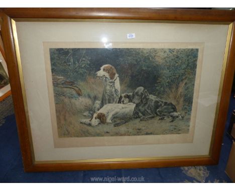 A large framed and mounted print 'Waiting For The Guns' by Thomas Blinks, published by Arthur Tooth &amp; Sons, 36'' x 47 1/4