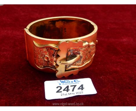 A gilded silver ladies buckle design bangle.