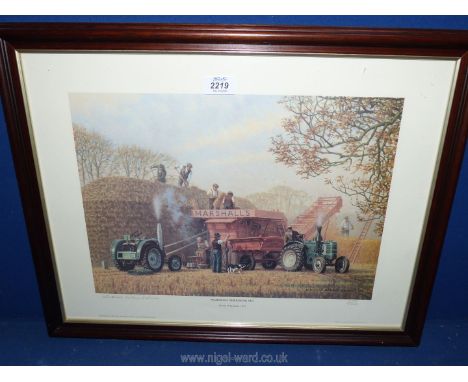 A limited Edition Print of a Marshall Threshing set, no. 178/750, by Robin Wheeldon 1997.